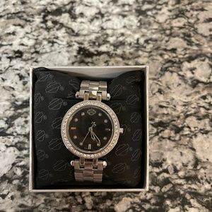 Silver colored Ladies Bulova Harley Davidson Watch